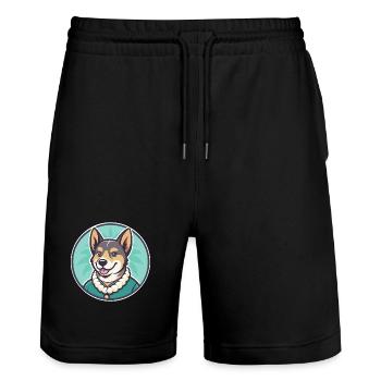 Hawaïen Poi Chien Race Dessin animé Kawaii Clipart Animal de compagnie - Short de jogging bio TRAINER Stanley/Stella unisexe - noir - Devant - Nik (191cm) & Marisol (170cm)