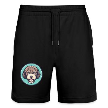 Lagotto Romagnolo Hunderasse Cartoon Kawaii Clipart - Stanley/Stella Unisex Bio Joggingshorts Trainer  - Schwarz - Vorne - Nik (191cm) & Marisol (170cm)