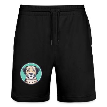 Leopard Cur Dog Breed Funny Cartoon Kawaii Clipart - Stanley/Stella Trainer Unisex Organic Jogging Shorts - black - Front - Nik (191cm) & Marisol (170cm)