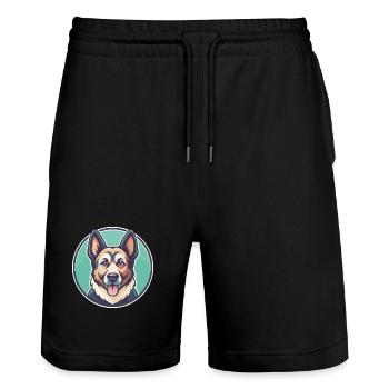 Magyar Agar Dog Breed Funny Cartoon Kawaii Clipart - Stanley/Stella Trainer Unisex Organic Jogging Shorts - black - Front - Nik (191cm) & Marisol (170cm)