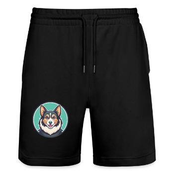 Lapinporokoira Hunderasse Cartoon Kawaii Clipart - Stanley/Stella Unisex Bio Joggingshorts Trainer  - Schwarz - Vorne - Nik (191cm) & Marisol (170cm)