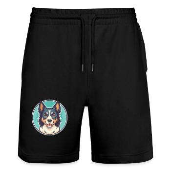 North American Shepherd Dog Breed Cartoon Kawaii - Stanley/Stella Trainer Unisex Organic Jogging Shorts - black - Front - Nik (191cm) & Marisol (170cm)
