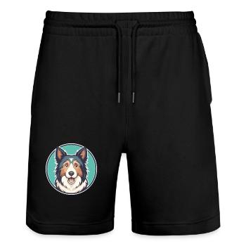 Alter Welsh Grey Schäferhund Hunderasse Karikatur Kawaii - Stanley/Stella Unisex Bio Joggingshorts Trainer  - Schwarz - Vorne - Nik (191cm) & Marisol (170cm)