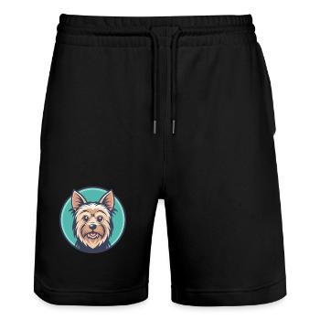 Silky Terrier Chien Race Dessin animé Kawaii Clipart Animal de compagnie - Short de jogging bio TRAINER Stanley/Stella unisexe - noir - Devant - Nik (191cm) & Marisol (170cm)
