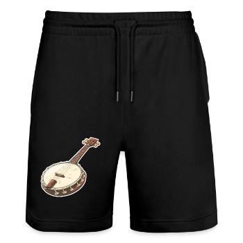 Banjo Graphics - Stanley/Stella Trainer Unisex Organic Jogging Shorts - black - Front - Nik (191cm) & Marisol (170cm)