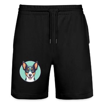 Baum Feist Hund Rasse Cartoon Kawaii Clipart Haustier - Stanley/Stella Unisex Bio Joggingshorts Trainer  - Schwarz - Vorne - Nik (191cm) & Marisol (170cm)