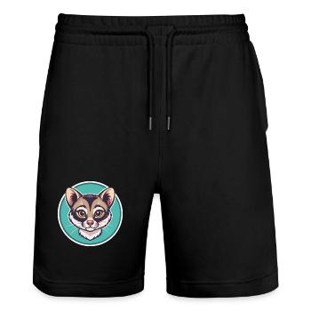 Ringtail américain chat race dessin animé Kawaii Animal - Short de jogging bio TRAINER Stanley/Stella unisexe - noir - Devant - Nik (191cm) & Marisol (170cm)