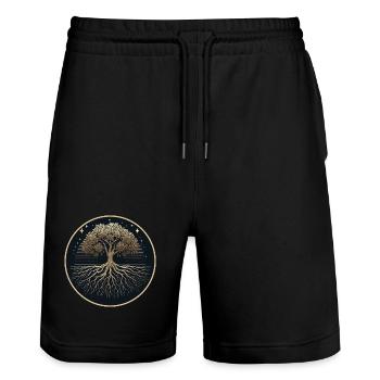 Tree Silhouette Roots - Stanley/Stella Trainer Unisex Organic Jogging Shorts - black - Front - Nik (191cm) & Marisol (170cm)