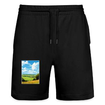 Kent Downs Aonb Travel Poster Souvenir Paint WPA - Stanley/Stella Trainer Unisex Organic Jogging Shorts - black - Front - Nik (191cm) & Marisol (170cm)