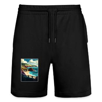 South Devon Anob Travel Poster Souvenir Paint WPA - Stanley/Stella Trainer Unisex Organic Jogging Shorts - black - Front - Nik (191cm) & Marisol (170cm)