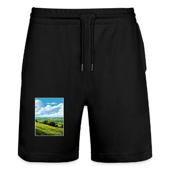 Blackdown Hills Aonb Voyage Affiche Souvenir WPA - Short de jogging bio TRAINER Stanley/Stella unisexe - noir - Devant - Nik (191cm) & Marisol (170cm)