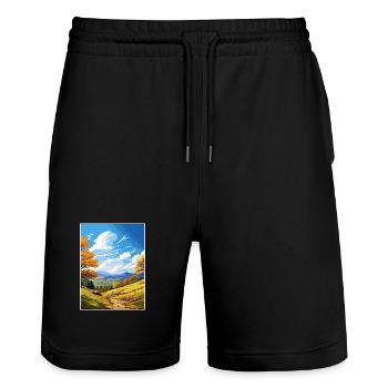 Clwydian Range und Dee Valley Aonb Reiseposter - Stanley/Stella Unisex Bio Joggingshorts Trainer  - Schwarz - Vorne - Nik (191cm) & Marisol (170cm)