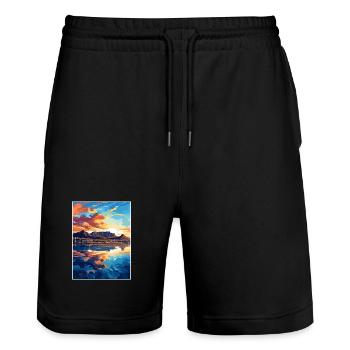 Cape Town Afrique du Sud Affiche de voyage Souvenir WPA - Short de jogging bio TRAINER Stanley/Stella unisexe - noir - Devant - Nik (191cm) & Marisol (170cm)