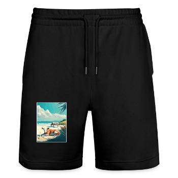 La côte sauvage Afrique du Sud Affiche de voyage souvenir - Short de jogging bio TRAINER Stanley/Stella unisexe - noir - Devant - Nik (191cm) & Marisol (170cm)