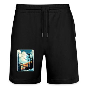 Vail Ski Resort Skifahren Reise Poster Souvenir WPA - Stanley/Stella Unisex Bio Joggingshorts Trainer  - Schwarz - Vorne - Nik (191cm) & Marisol (170cm)