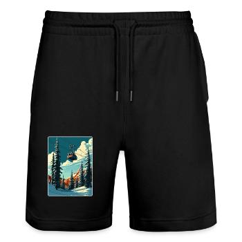 Snowbird Ski Skiing Vintage Travel Poster Souvenir - Stanley/Stella Trainer Unisex Organic Jogging Shorts - black - Front - Nik (191cm) & Marisol (170cm)
