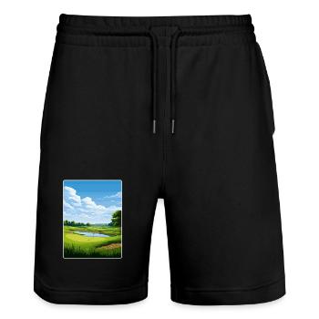 Hazeltine National Golf Club Reiseposterkarte - Stanley/Stella Unisex Bio Joggingshorts Trainer  - Schwarz - Vorne - Nik (191cm) & Marisol (170cm)