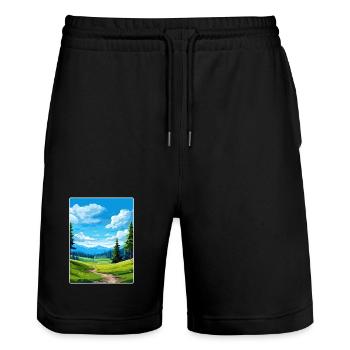 Black Forest Germany Travel Poster Souvenir WPA - Stanley/Stella Trainer Unisex Organic Jogging Shorts - black - Front - Nik (191cm) & Marisol (170cm)
