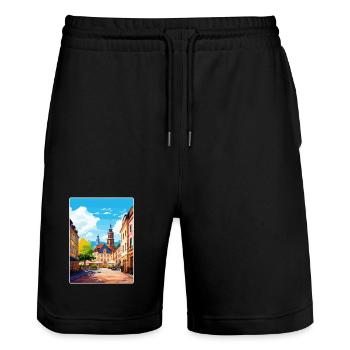 Heidelberg Allemagne Affiche de voyage Peinture Souvenir WP - Short de jogging bio TRAINER Stanley/Stella unisexe - noir - Devant - Nik (191cm) & Marisol (170cm)
