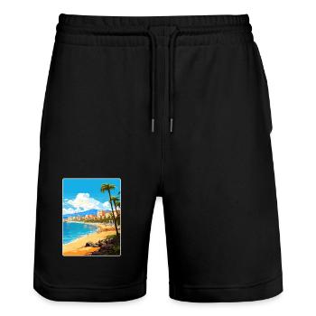 Playa de las Americas Espagne Affiche de voyage Souvenir - Short de jogging bio TRAINER Stanley/Stella unisexe - noir - Devant - Nik (191cm) & Marisol (170cm)