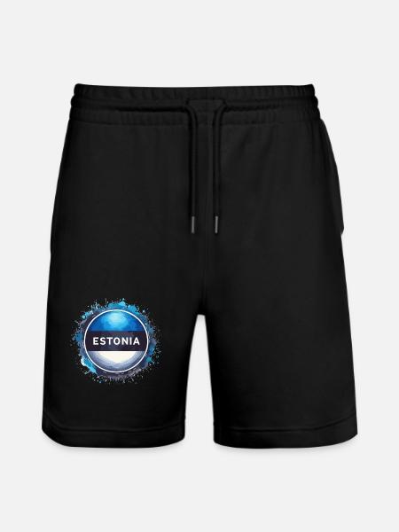 Estland Flagge Fahne Geschenk - Stanley/Stella Unisex Bio Joggingshorts Trainer  - Schwarz