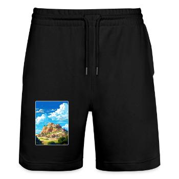 Athens Greece Travel Poster Souvenir Painting WPA - Stanley/Stella Trainer Unisex Organic Jogging Shorts - black - Front - Nik (191cm) & Marisol (170cm)