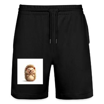 Kuscheliger Igel zu süß - Stanley/Stella Unisex Bio Joggingshorts Trainer  - Schwarz - Vorne - Nik (191cm) & Marisol (170cm)