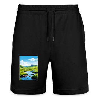 Peak District Royaume-Uni Royaume-Uni Affiche de voyage WPA - Short de jogging bio TRAINER Stanley/Stella unisexe - noir - Devant - Nik (191cm) & Marisol (170cm)