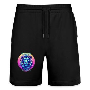 Le lion stylisiert in Neonfarben - Stanley/Stella Unisex Bio Joggingshorts Trainer  - Schwarz - Vorne - Nik (191cm) & Marisol (170cm)