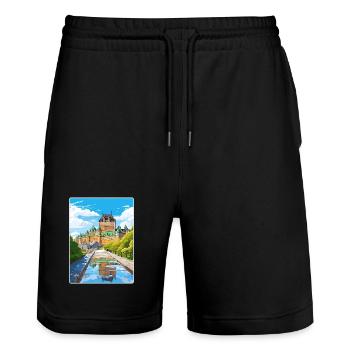 Québec Canada Affiche de voyage Peinture Souvenir WP - Short de jogging bio TRAINER Stanley/Stella unisexe - noir - Devant - Nik (191cm) & Marisol (170cm)