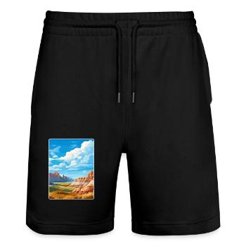 Badlands Nationalpark Reise Poster Souvenir WPA - Stanley/Stella Unisex Bio Joggingshorts Trainer  - Schwarz - Vorne - Nik (191cm) & Marisol (170cm)