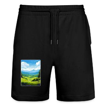 Affiche de voyage du parc national des Great Smoky Mountains - Short de jogging bio TRAINER Stanley/Stella unisexe - noir - Devant - Nik (191cm) & Marisol (170cm)