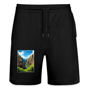 Black Canyon Nationalpark Colorado Reiseposter - Stanley/Stella Unisex Bio Joggingshorts Trainer  - Schwarz - Vorne - Nik (191cm) & Marisol (170cm)