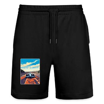 Nürburg Circuit Motorsport Rennen Deutschland Rennen - Stanley/Stella Unisex Bio Joggingshorts Trainer  - Schwarz - Vorne - Nik (191cm) & Marisol (170cm)