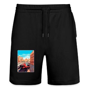 Valencia Circuit Motorsport Race Spain Travel Card - Stanley/Stella Trainer Unisex Organic Jogging Shorts - black - Front - Nik (191cm) & Marisol (170cm)