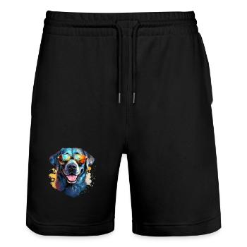 Labrador with sunglasses - Stanley/Stella Trainer Unisex Organic Jogging Shorts - black - Front - Nik (191cm) & Marisol (170cm)