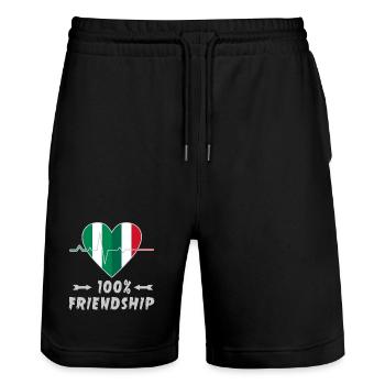 Le Nigeria et l'Italie : amitié à 100 % - Short de jogging bio TRAINER Stanley/Stella unisexe - noir - Devant - Nik (191cm) & Marisol (170cm)