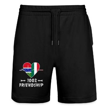 100 % amitié entre la Gambie et l'Italie - Short de jogging bio TRAINER Stanley/Stella unisexe - noir - Devant - Nik (191cm) & Marisol (170cm)