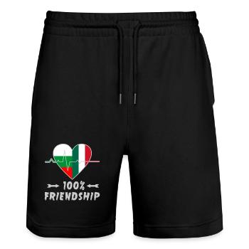 La Bulgarie et l'Italie : amitié à 100 % - Short de jogging bio TRAINER Stanley/Stella unisexe - noir - Devant - Nik (191cm) & Marisol (170cm)