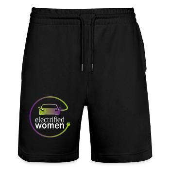 electrified women - Stanley/Stella Unisex Bio Joggingshorts Trainer  - Schwarz - Vorne - Nik (191cm) & Marisol (170cm)