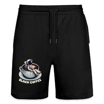 Black Coffee Astronaut Mug Galaxy Gift - Stanley/Stella Trainer Unisex Organic Jogging Shorts - black - Front - Nik (191cm) & Marisol (170cm)