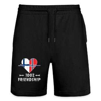 Finnland und Norwegen 100% Freundschaft - Stanley/Stella Unisex Bio Joggingshorts Trainer  - Schwarz - Vorne - Nik (191cm) & Marisol (170cm)