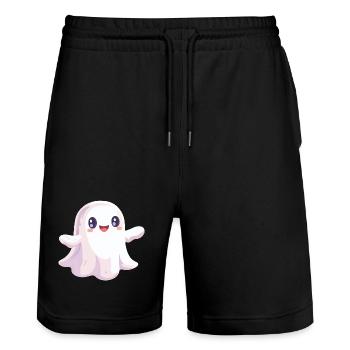 Cute Ghost - Stanley/Stella Trainer Unisex Organic Jogging Shorts - black - Front - Nik (191cm) & Marisol (170cm)