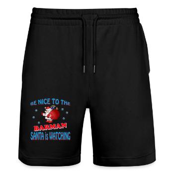 SANTA BARMAN - Stanley/Stella Unisex Bio Joggingshorts Trainer  - Schwarz - Vorne - Nik (191cm) & Marisol (170cm)