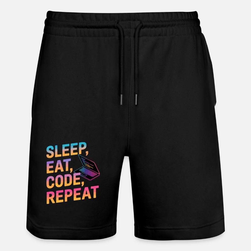 Sleep, Eat, Code, Repeat - Stanley/Stella Trainer Unisex Organic Jogging Shorts - black