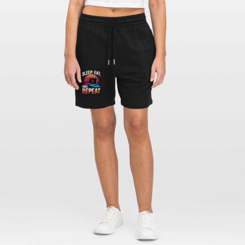 Sleep Eat Code Repeat Gift Programmeur Développeur Short de jogging bio TRAINER Stanley/Stella unisexe