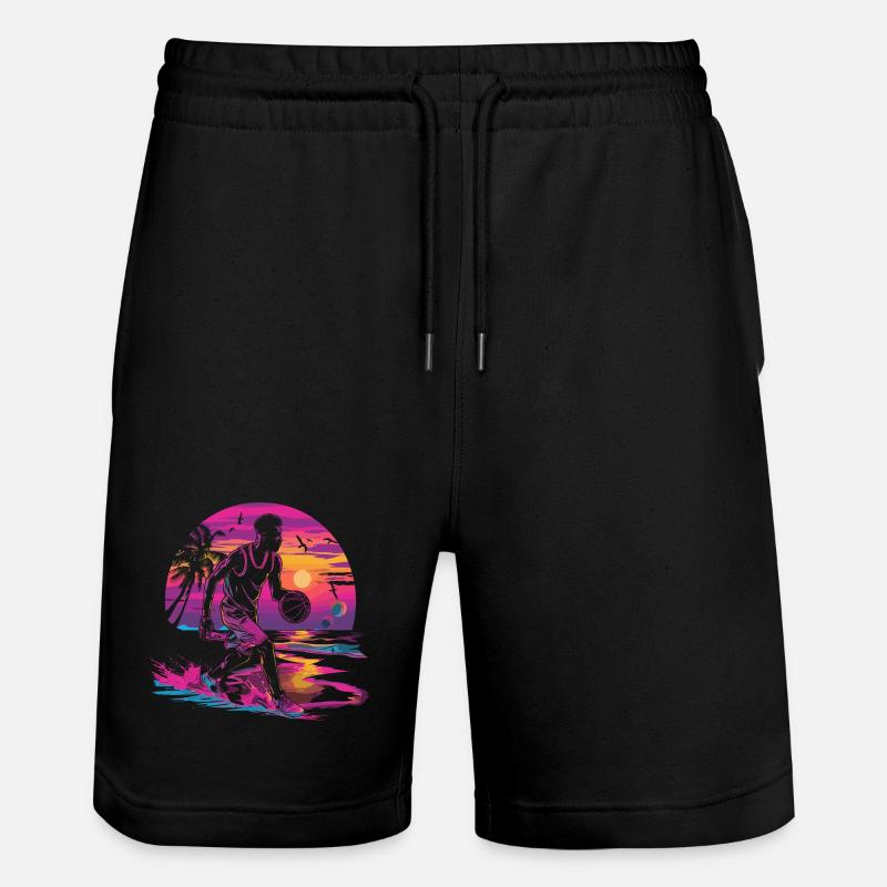 Basket-ball Synthwave - Short de jogging bio TRAINER Stanley/Stella unisexe - noir