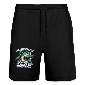 Mir reichts ich geh Angeln Hecht Geschenk - Stanley/Stella Unisex Bio Joggingshorts Trainer  - Schwarz - Vorne - Nik (191cm) & Marisol (170cm)