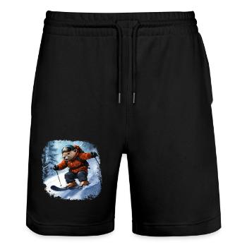 Biber Ski - Stanley/Stella Unisex Bio Joggingshorts Trainer  - Schwarz - Vorne - Nik (191cm) & Marisol (170cm)