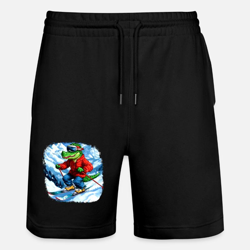 Krokodil Skifahrer - Stanley/Stella Unisex Bio Joggingshorts Trainer  - Schwarz
